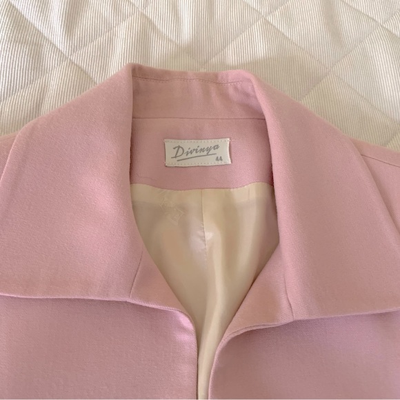 100% fine wool light pink blazer jacket collared single hook & eye closure US 12 - Picture 6 of 16